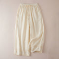 Buddha Stones Casual Lining Design Cotton Women's 7-8 Length Wide Leg Pants With Pockets