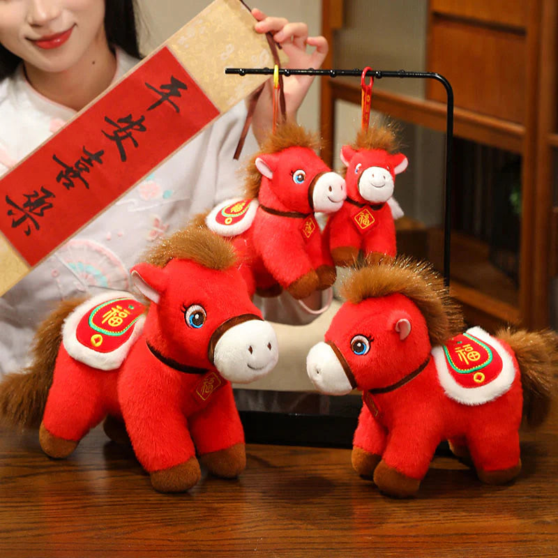 Buddha Stones Year Of The Horse Fu Character Plush Horse Doll Prosperity Fortune Home Decoration