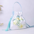 Buddha Stones Suzhou Embroidery Rabbit Lotus Epiphyllum Peony Magnolia Silk Tote Crossbody Bag Shoulder Bag Handbag