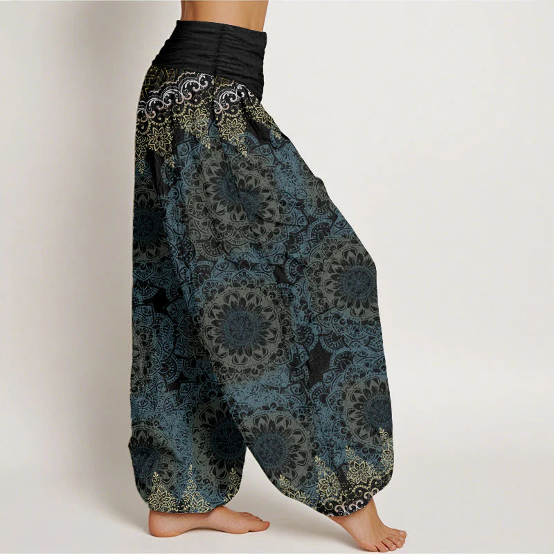 Buddha Stones Cotton Triangular Mandala Patterns Women's Elastic Waist Harem Pants