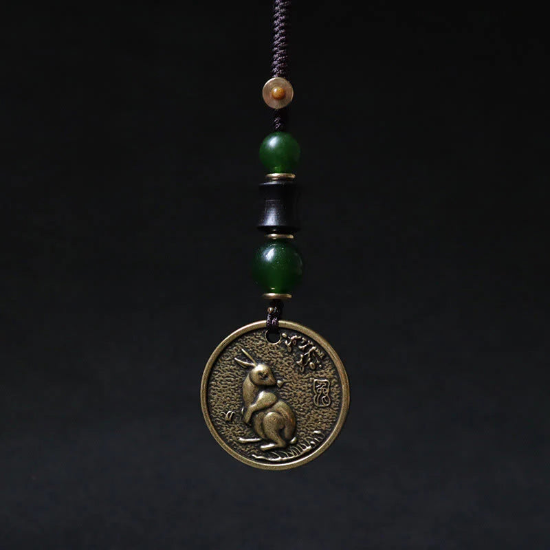 Buddha Stones Chinese Zodiac Year Of The Horse Bagua Fu Character Copper Brass Balance Key Chain