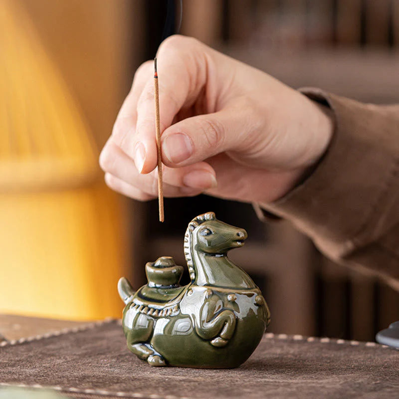 Buddha Stones Year Of The Horse 2026 New Year Ingot Luck Incense Burner