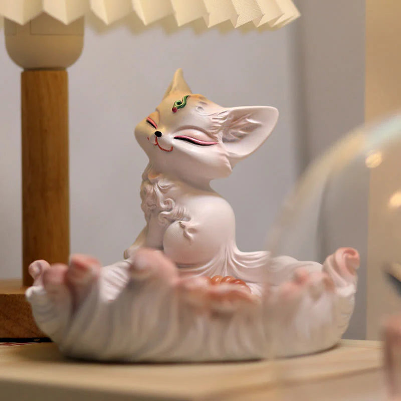 Buddha Stones Nine Tailed Fox Luck Resin Storage Ornaments Home Decoration