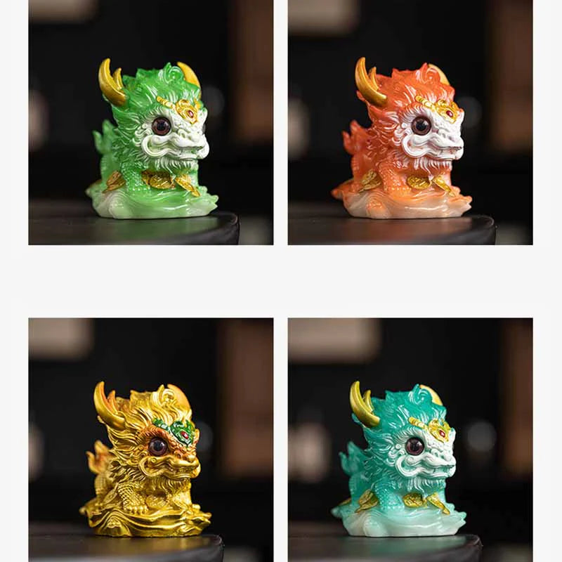 Buddha Stones Color Changing Small Kirin Resin Tea Pet Home Figurine Decoration