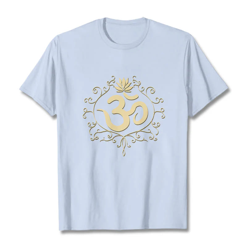 Buddha Stones Om Symbol Vines Lotus Flower Tee T-shirt