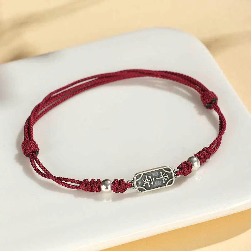 Buddha Stones Handmade 925 Sterling Silver Peace And Joy Safe Well Protection Braided Bracelet