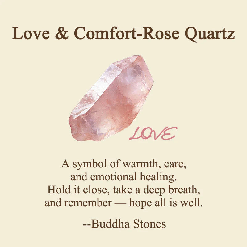 Buddha Stones LOVE Engraved Natural Rose Quartz Palm Stone Healing Crystal Decor