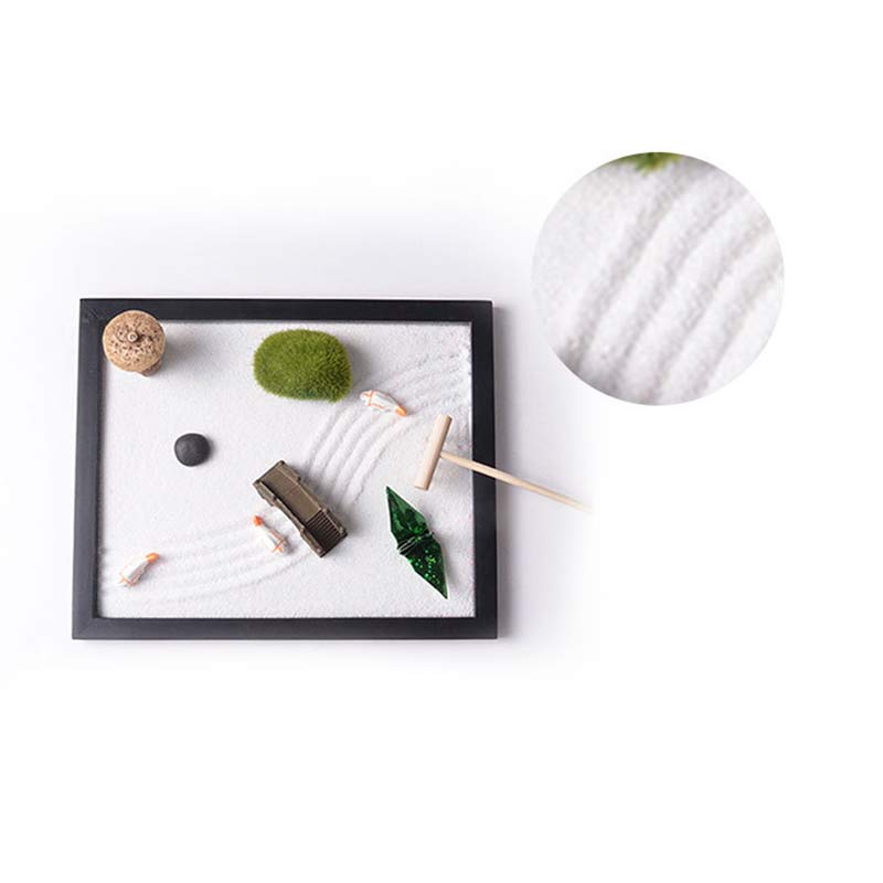 Buddha Stones Koi Fish Small Bridge Grass Landscape Peace Meditation Zen Garden Decoration