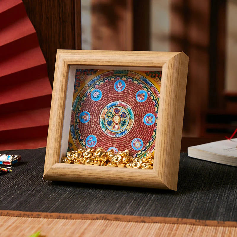 Buddha Stones Tibetan Om Mani Padme Hum Golden Ingot Thangka Photo Frame Ornament Home Decor