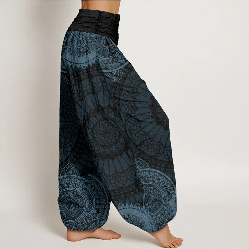 Buddha Stones Cotton Circular Mandala Design Women's Elastic Waist Harem Pants