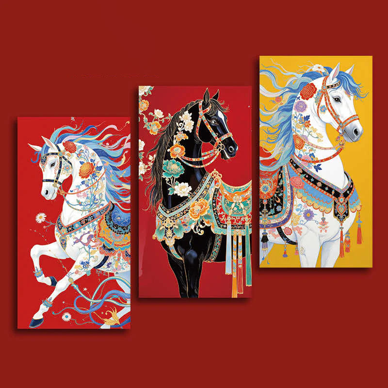 Buddha Stones 6pcs Colorful Chinese Red Envelope Year Of The Horse 2026 New Year