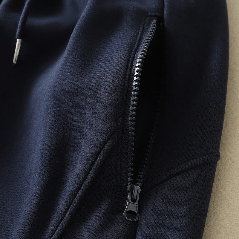 Buddha Stones Midnightblue Zipper Thermal Fleece-lined Women's Wide Leg Pants With Pockets