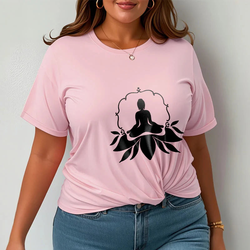 Buddha Stones Meditating Buddha Seated on Grass Tee T-shirt