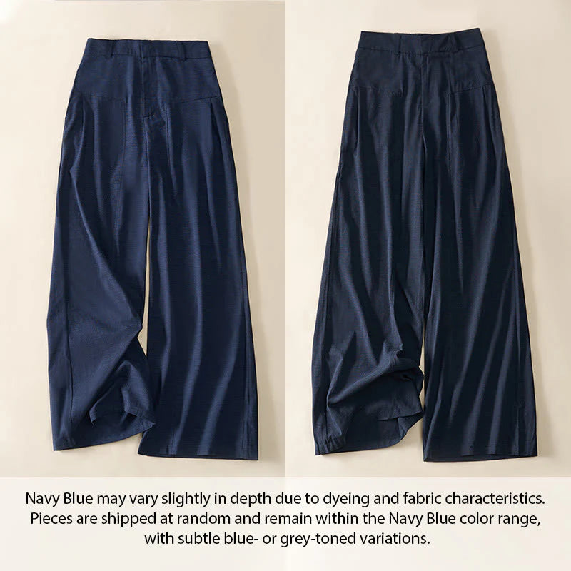 Buddha Stones Simple Zipper Design Cotton Women's Wide Leg Pants With Pockets