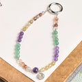 Buddha Stones Fu Character Charm Super Seven Crystal Growth Key Chain Phone Hanging Decoration