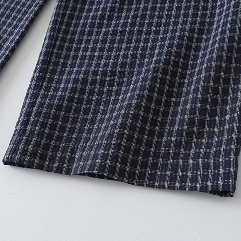 Buddha Stones Casual Plaid Pattern Women's Cotton Wide Leg Pants With Pockets