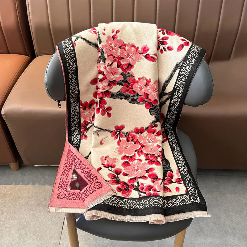 Buddha Stones Fall Peach Blossoms Branches Pattern Soft Scarf Shawl