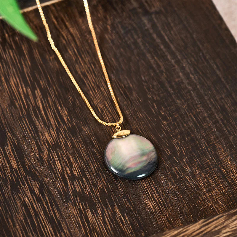 Buddha Stones Round Tridacna Stone Calm Necklace Pendant
