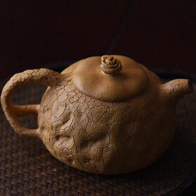 Buddha Stones Handmade Vintage Tree Texture Purple Clay Kung Fu Teapot 220ml