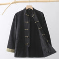 Buddha Stones Spring Jacquard Men's Frog-Button Cotton Long Sleeve Jacket With Pockets