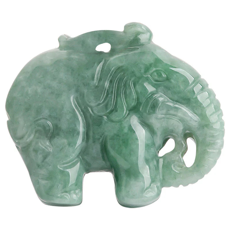 Buddha Stones Elephant Jade Luck Strength Necklace String Pendant