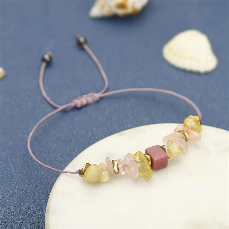 Buddha Stones Thank You Rose Quartz Citrine Rhodonite Passionate Bracelet