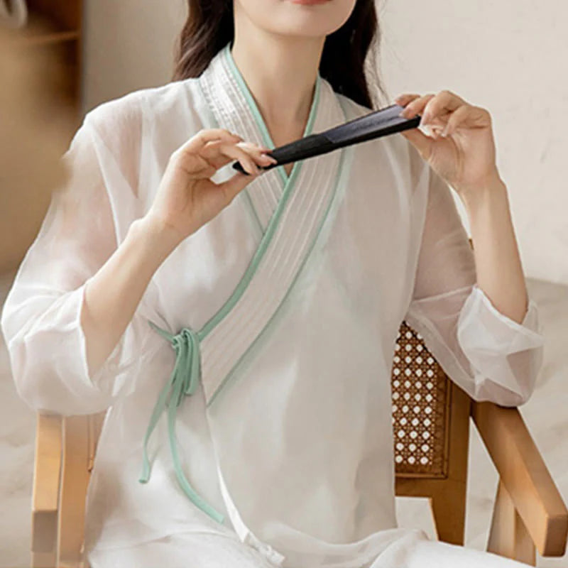 Buddha Stones Retro Prayer Zen Spiritual Meditation Practice Chiffon Clothing Women's Set
