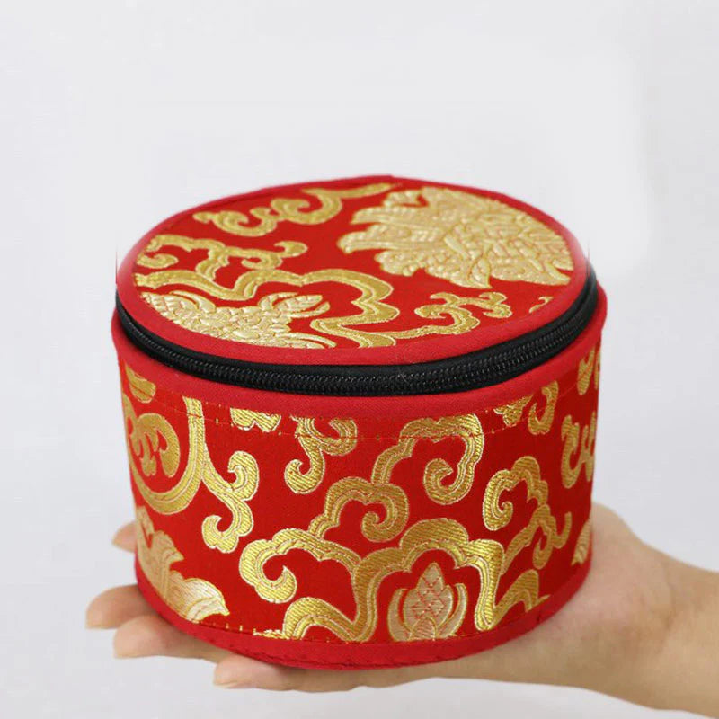 Buddha Stones Tibetan Singing Bowl Storage Bag with Zipper Closure Decoration