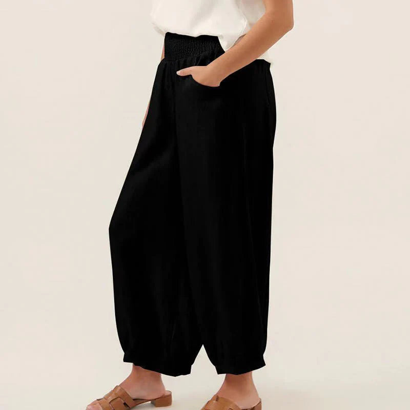 Buddha Stones Plain Color Women's Harem Pants With Pockets