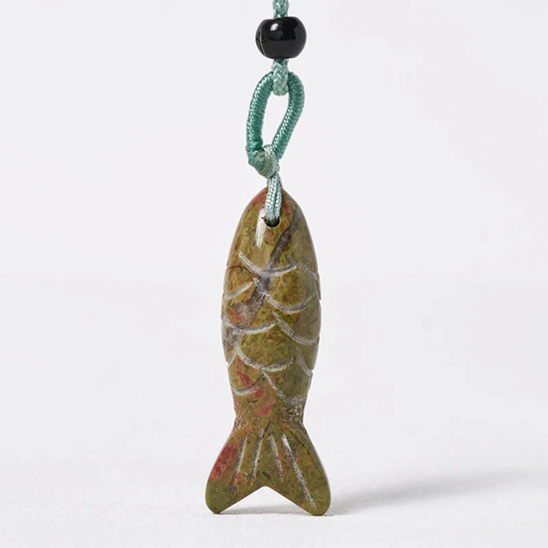 Buddha Stones Carving Koi Fish Pink Crystal Indian Agate Amethyst Warmth Prosperity Necklace Pendant