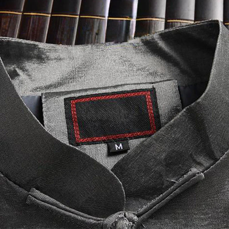 Buddha Stones Spring Fall Dragon Embroidery Frog-Button Long Sleeve Men's Jacket