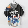 Buddha Stones Cotton Om Chakra Emblem Men's Short Sleeve Half Button Shirt