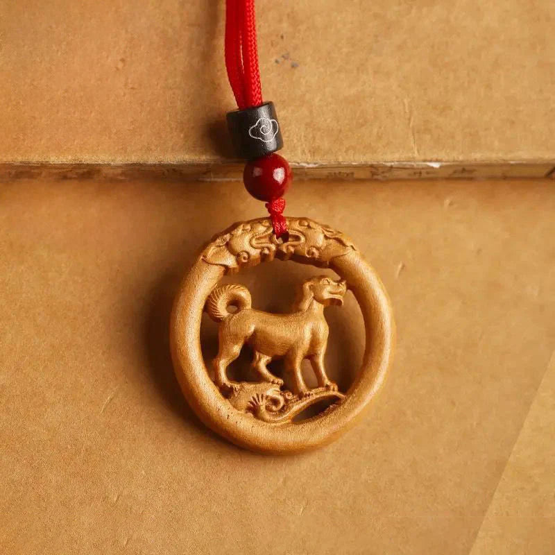Buddha Stones Peach Wood Chinese Zodiac Year Of The Horse Ward Off Evil Spirits Necklace Pendants