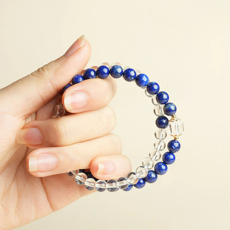 Buddha Stones Lapis Lazuli Clear Quartz Balance Beaded Bracelet