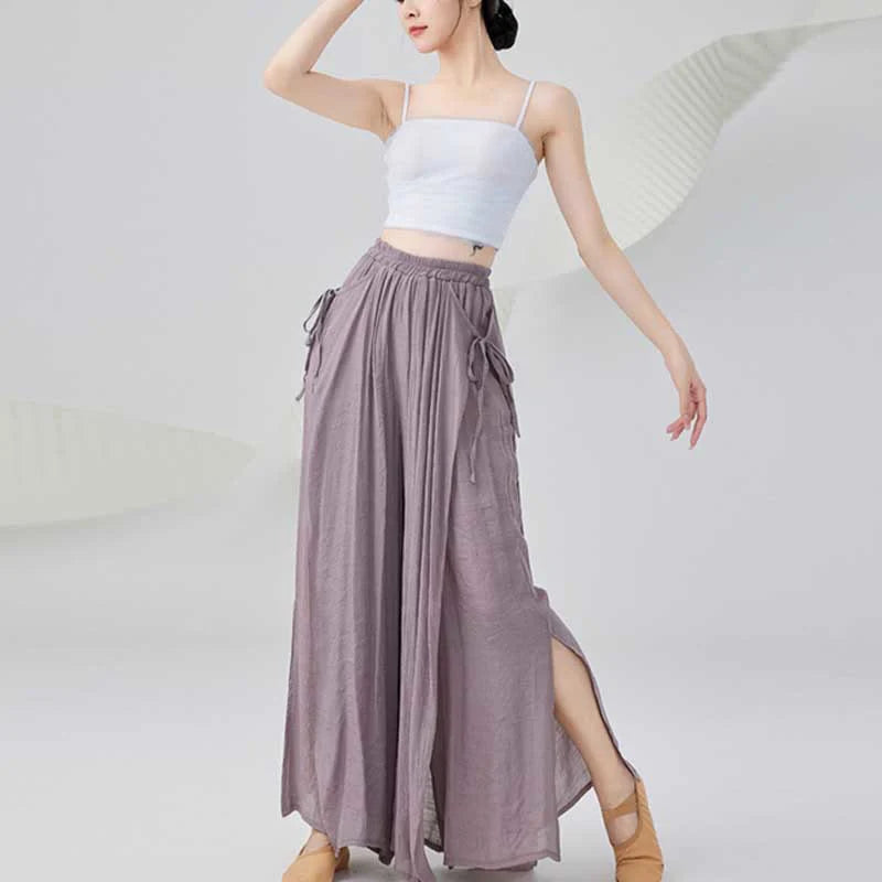 Buddha Stones Solid Color Loose Cotton Linen Wide Leg Pants For Yoga Classical Dance (Extra 35% Off | USE CODE: FS35)