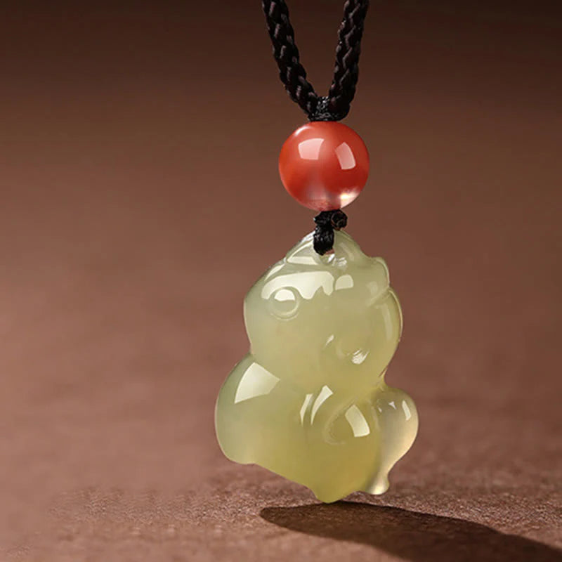 Buddha Stones Chinese Zodiac Year Of The Horse Jade South Red Agate Prosperity Necklace Pendants