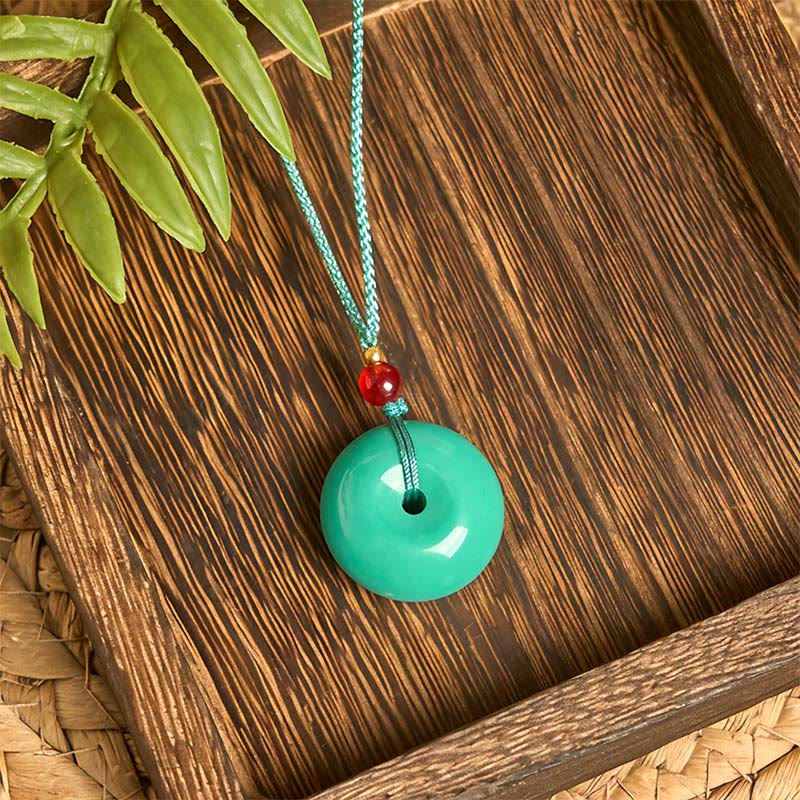 Buddha Stones Turquoise Peace Buckle Rope Balance Necklace Pendant