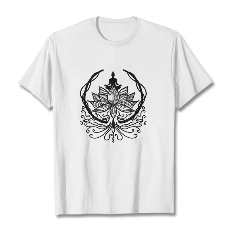 Buddha Stones Meditation Buddha Seated Inside A Lotus Flower Tee T-shirt