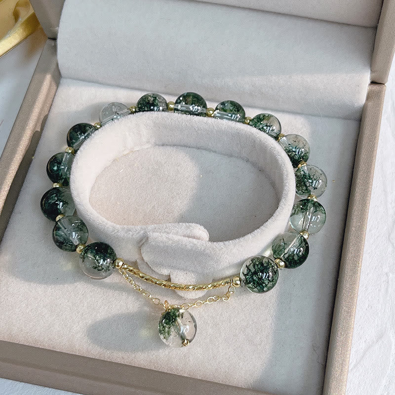 Buddha Stones Green Phantom Crystal Confidence Charm Bracelet