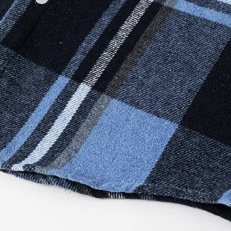 Buddha Stones Commute Multicolor Plaid Button Men's Cotton Long Sleeve Shirts With Pocket