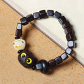 Buddha Stones Ebony Wood Cute Cat Bodhi Seed Paw Claw Square Beads Calm Bracelet