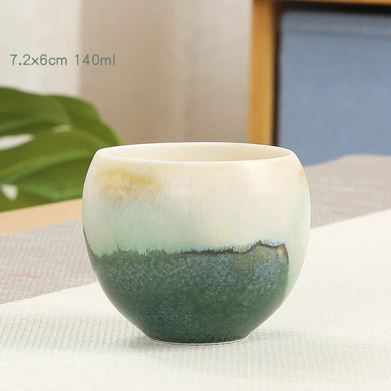 Buddha Stones Creative Green Ceramic Teacup Kung Fu Tea Cups