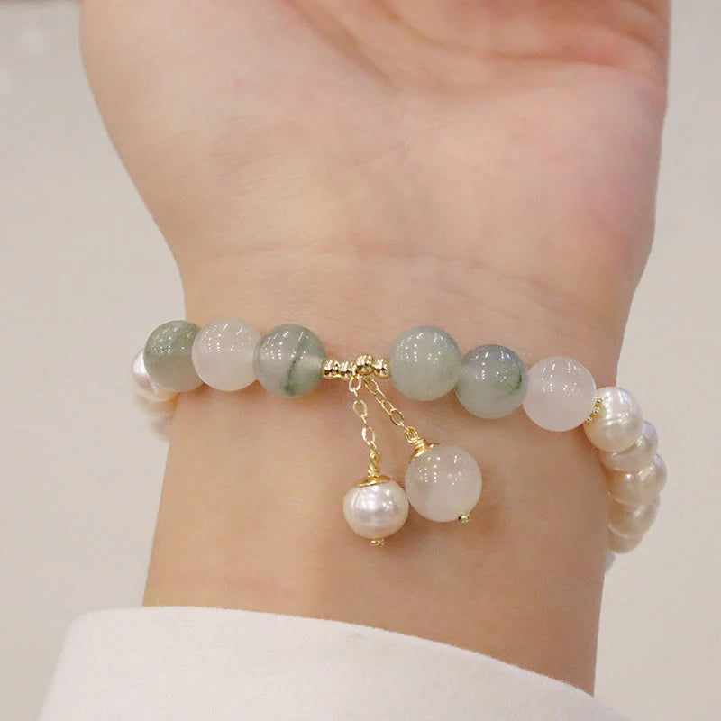 Buddha Stones Natural Pearl Jade Healing Sincerity Bracelet