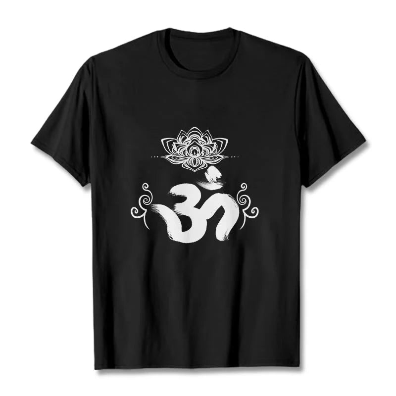Buddha Stones Om Symbol Sanskrit Floral Tee T-shirt