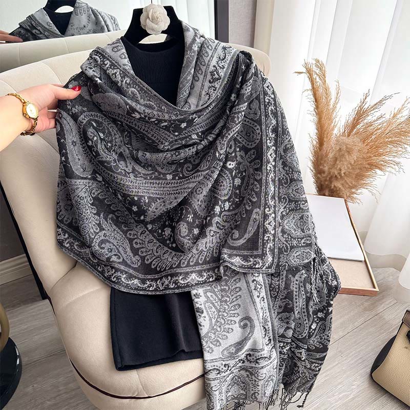 Buddha Stones Spring Floral Paisley Pattern Scarf Shawl With Tassels