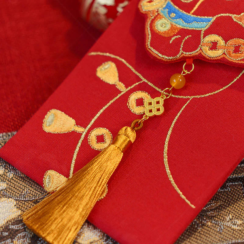 Buddha Stones Embroidery Year Of The Horse 2026 New Year Tassel Chinese Red Envelope