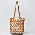 Buddha Stones Hand-woven Wooden Beads Shoulder Bag Handbag