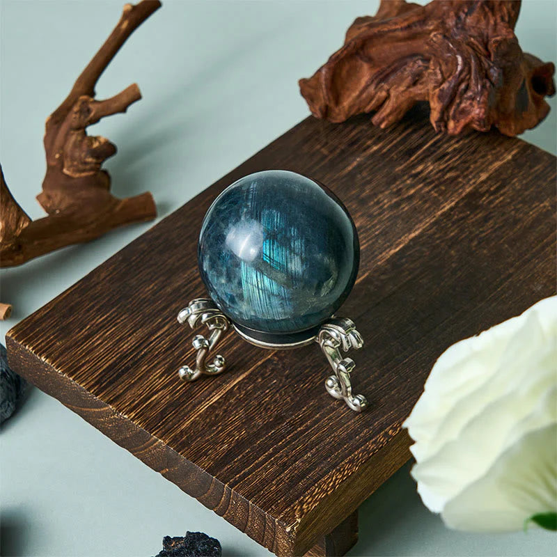 Buddha Stones Round Ball Figurine Natural Labradorite Healing Statue Office Home Decoration