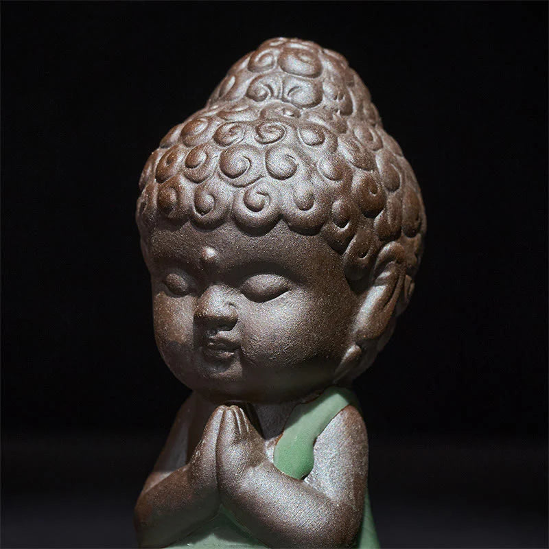 Buddha Stones Prayer Meditation Resting Monk Ceramic Statue Serenity Home Decoration
