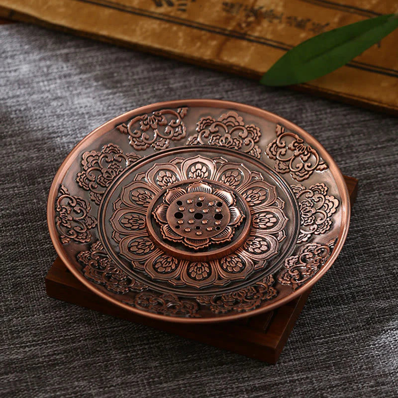 Buddha Stones Lotus Dragon Phoenix Eight Auspicious Symbols Zinc Alloy Incense Stick Holder Healing Incense Burner Decoration (Extra 35% Off | USE CODE: FS35)